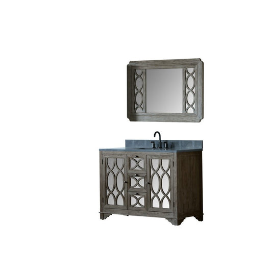 48" Solid Elm Sink Vanity With Faucet And 47.5" Rectangle Mirror