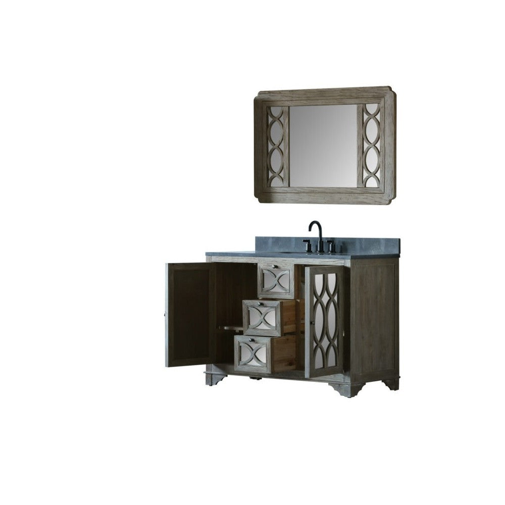 48" Solid Elm Sink Vanity With Faucet And 47.5" Rectangle Mirror