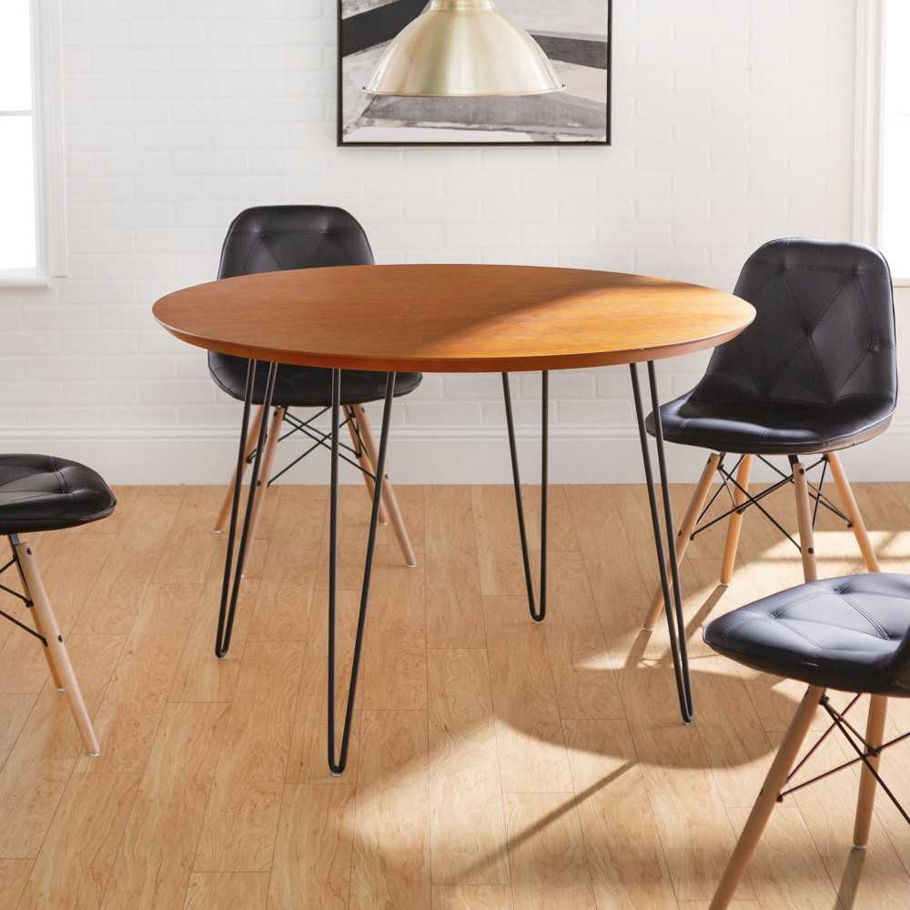 5-Piece Mid Century Modern Wood Round Dining Table Set