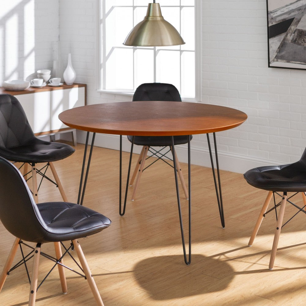 5-Piece Mid Century Modern Wood Round Dining Table Set