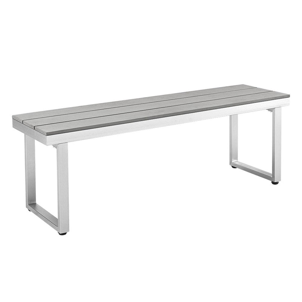 50" Aluminum Patio Outdoor Dining Bench - Gray