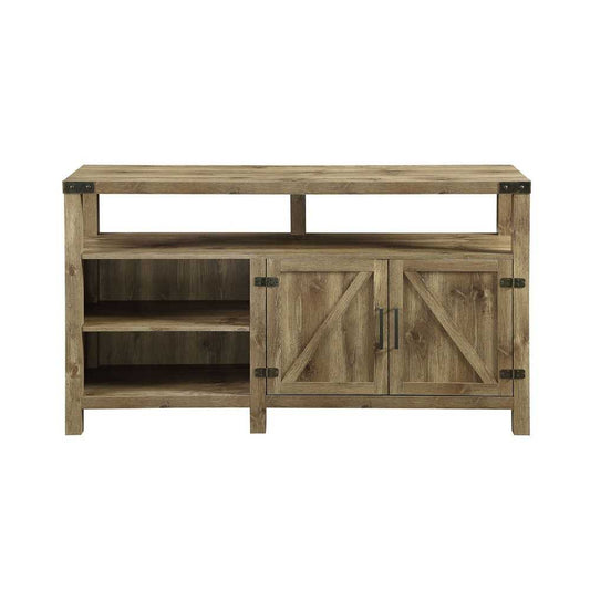 58" Modern Farmhouse Barn Door Highboy TV Stand - Barnwood