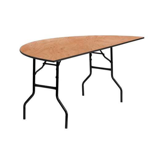 6-Foot Half-Round Wood Folding Banquet Table