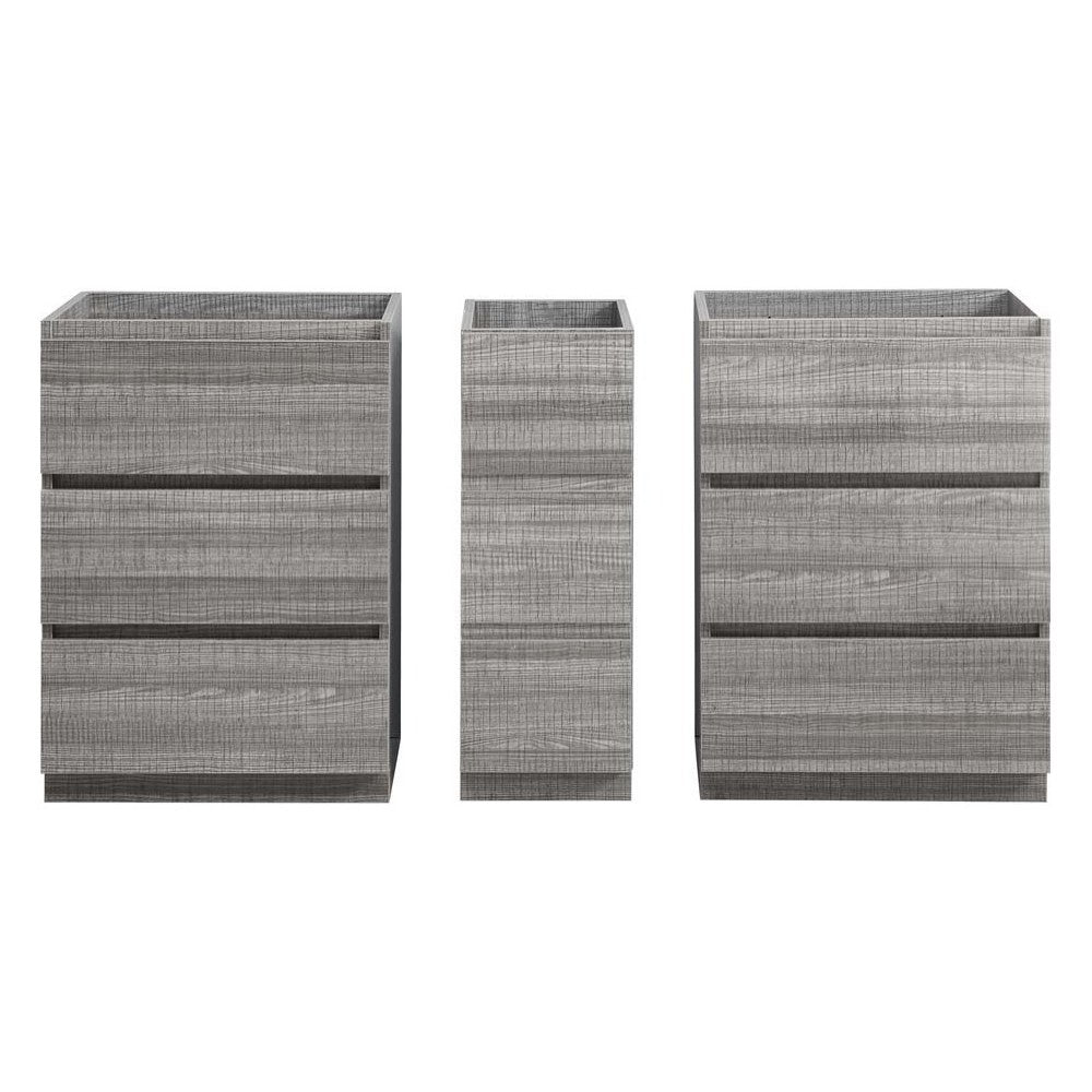 60 Ash Gray Free Standing Double Sink Modern Bathroom Cabinet, FCB93-241224HA-D