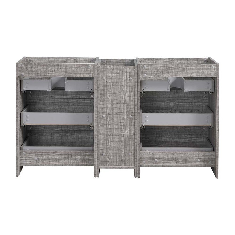 60 Ash Gray Free Standing Double Sink Modern Bathroom Cabinet, FCB93-241224HA-D
