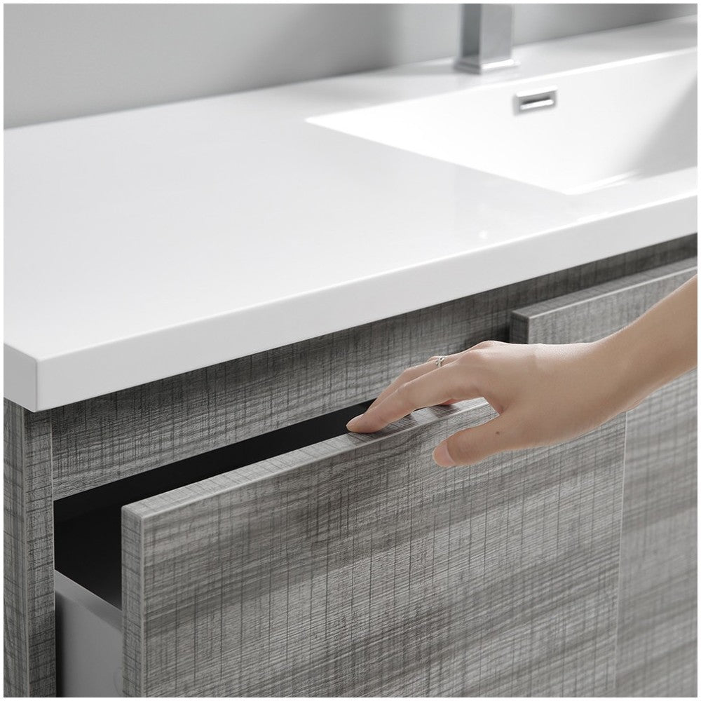 60 Ash Gray Free Standing Modern Bathroom Cabinet w/ Integrated Single Sink