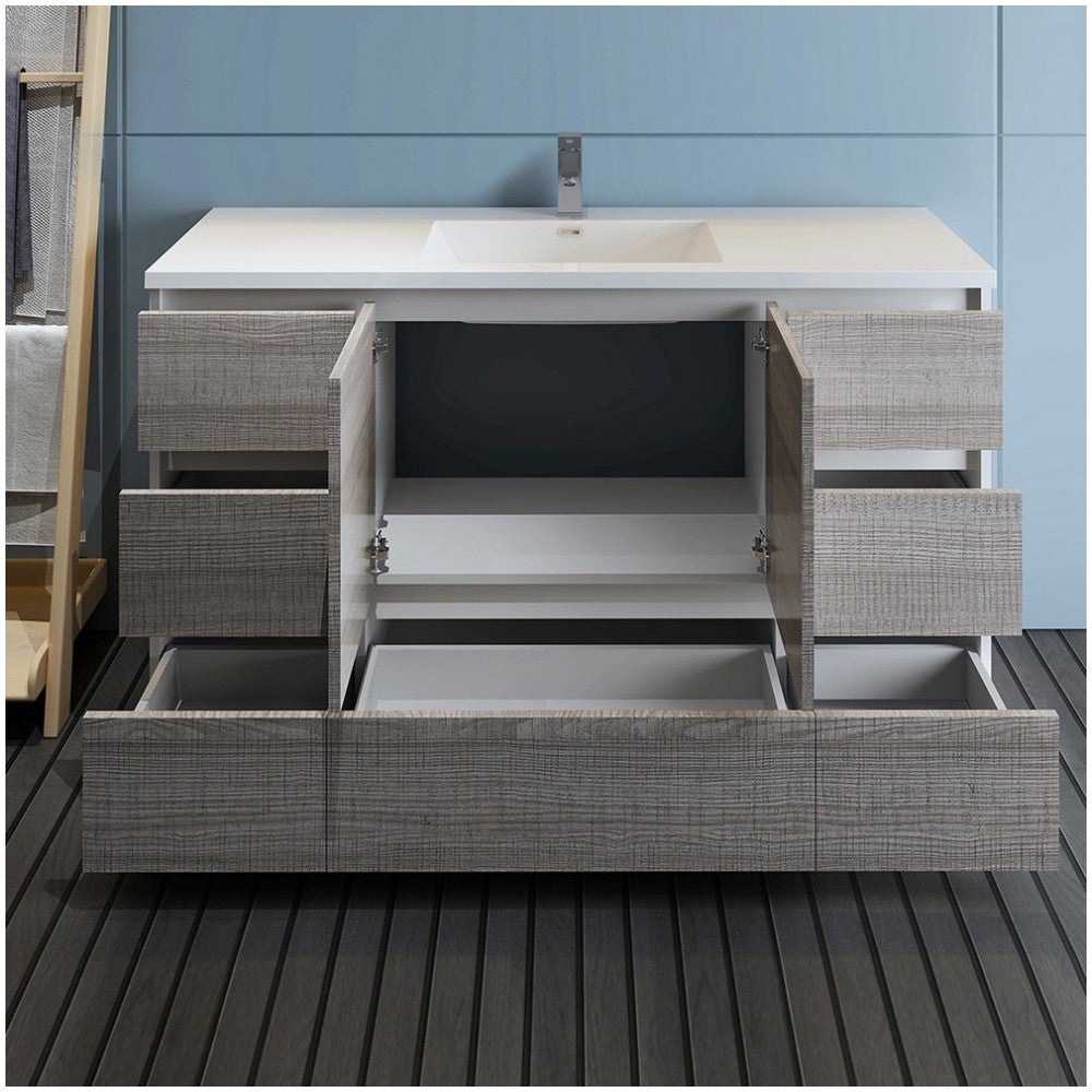 60 Ash Gray Free Standing Modern Bathroom Cabinet w/ Integrated Single Sink