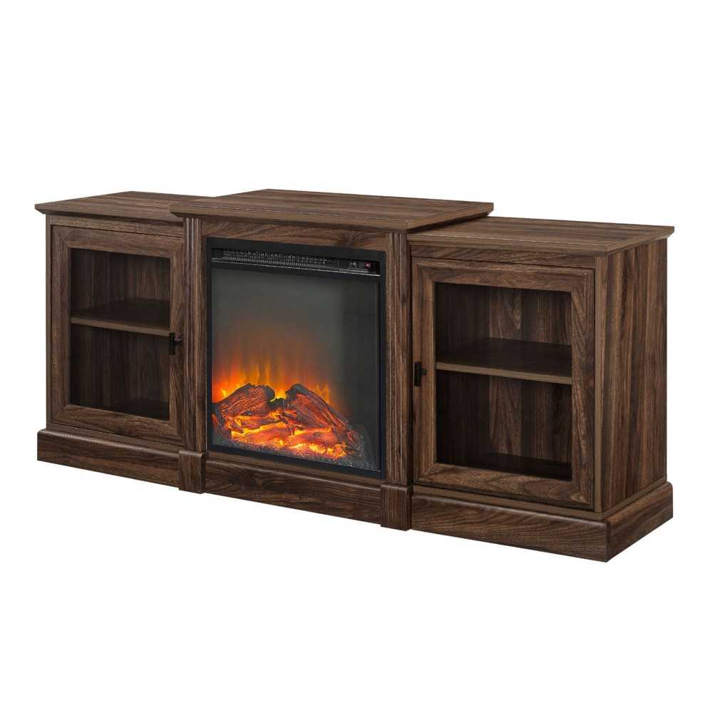 60" Classic Tiered Top Fireplace TV Console - Dark Walnut