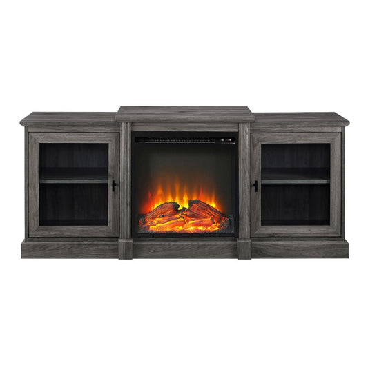 60" Classic Tiered Top Fireplace TV Console - Slate Gray