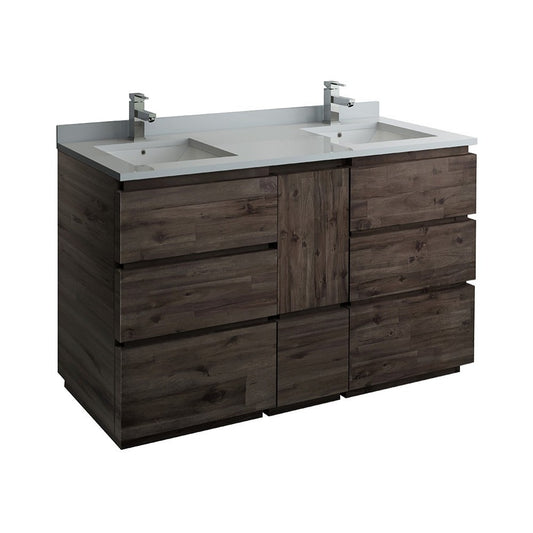60 Floor Standing Dbl Sink Bathroom Cabinet, Top, Sinks, Wood