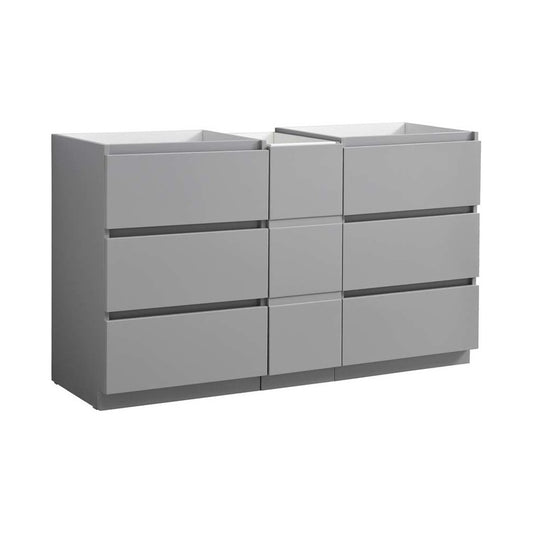 60 Gray Free Standing Double Sink Modern Bathroom Cabinet, FCB93-241224GR-D