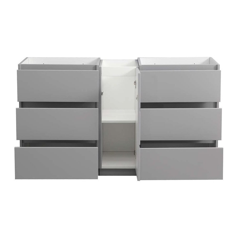 60 Gray Free Standing Double Sink Modern Bathroom Cabinet, FCB93-241224GR-D