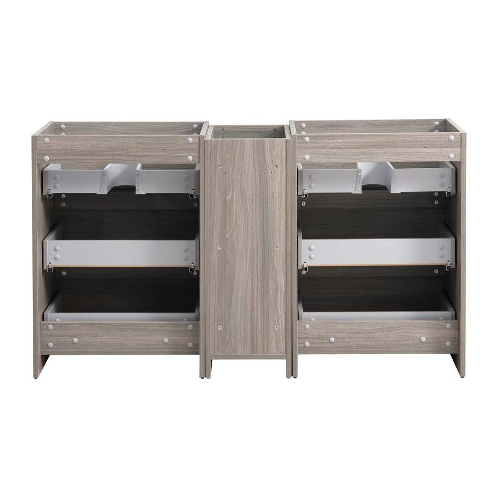 60 Gray Wood Free Standing Double Sink Bathroom Cabinet, FCB93-241224MGO-D