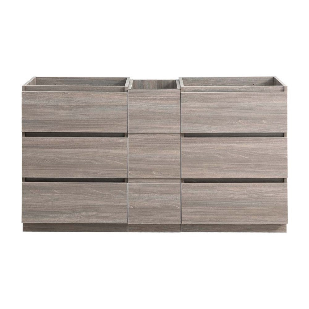 60 Gray Wood Free Standing Double Sink Bathroom Cabinet, FCB93-241224MGO-D