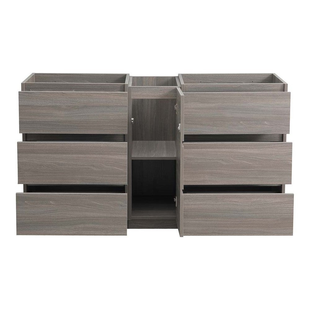60 Gray Wood Free Standing Double Sink Bathroom Cabinet, FCB93-241224MGO-D