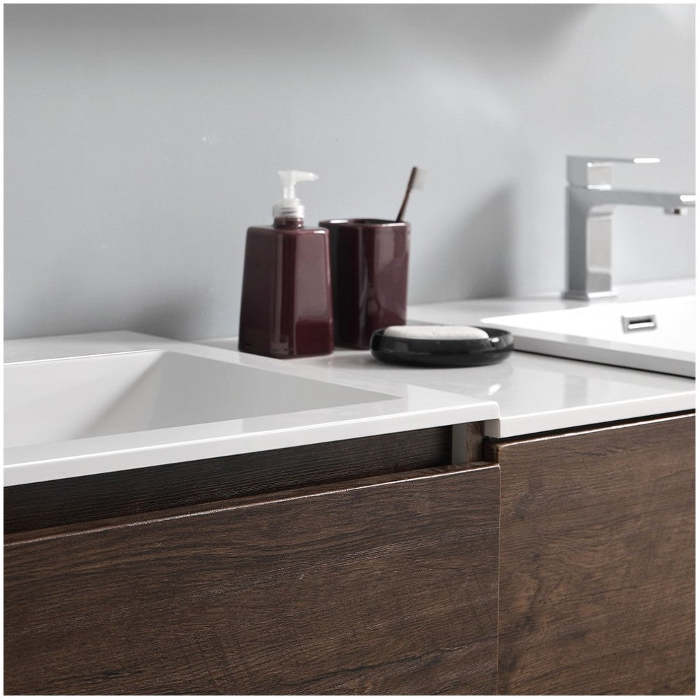 60 Rosewood Free Standing Dbl Sink Bathroom Vanity, Medicine Cabinet
