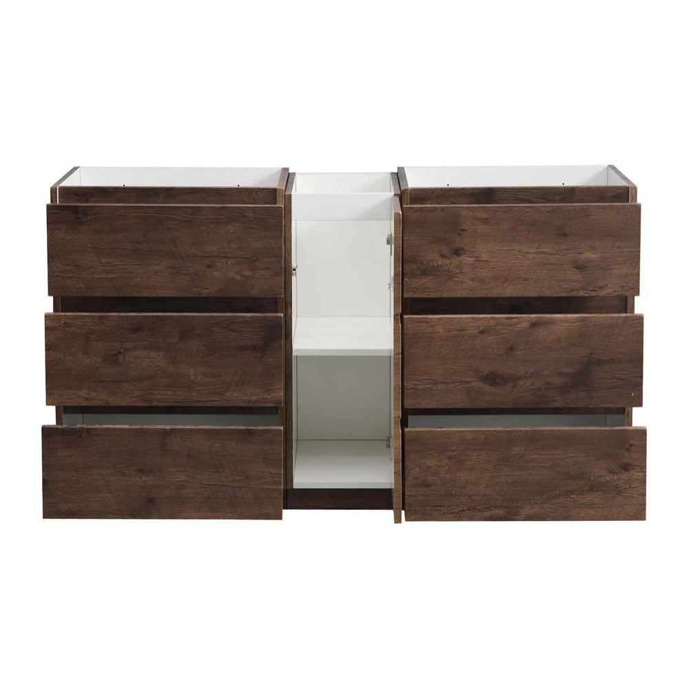 60 Rosewood Free Standing Double Sink Modern Bathroom Cabinet, FCB93-241224RW-D