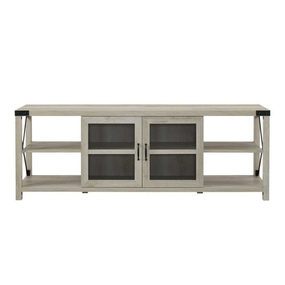 70" Farmhouse Metal X TV Stand - White Oak