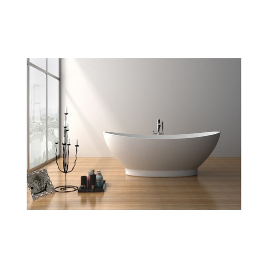 70.7" White Matt Solid Surface Tub - No Faucet