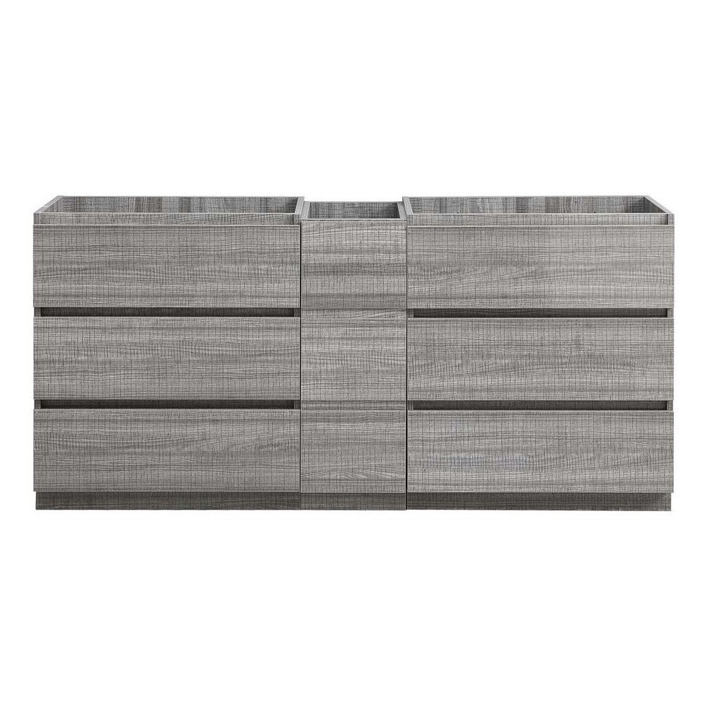 72 Ash Gray Free Standing Double Sink Modern Bathroom Cabinet, FCB93-301230HA-D