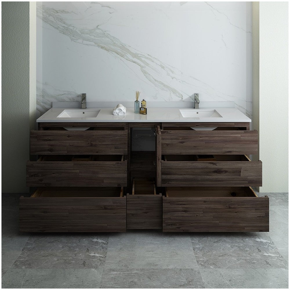 72 Floor Standing Dbl Sink Bathroom Cabinet, Top, Sinks, Wood