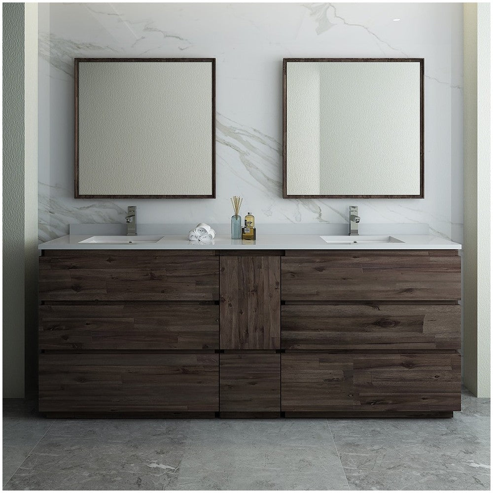 72 Floor Standing Double Sink Bathroom Vanity w/ Mirrors, FVN31-301230ACA-FC