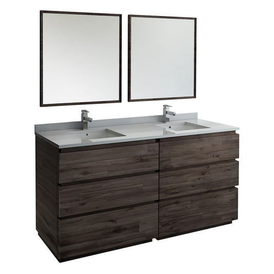 72 Floor Standing Double Sink Bathroom Vanity w/ Mirrors, FVN31-3636ACA-FC