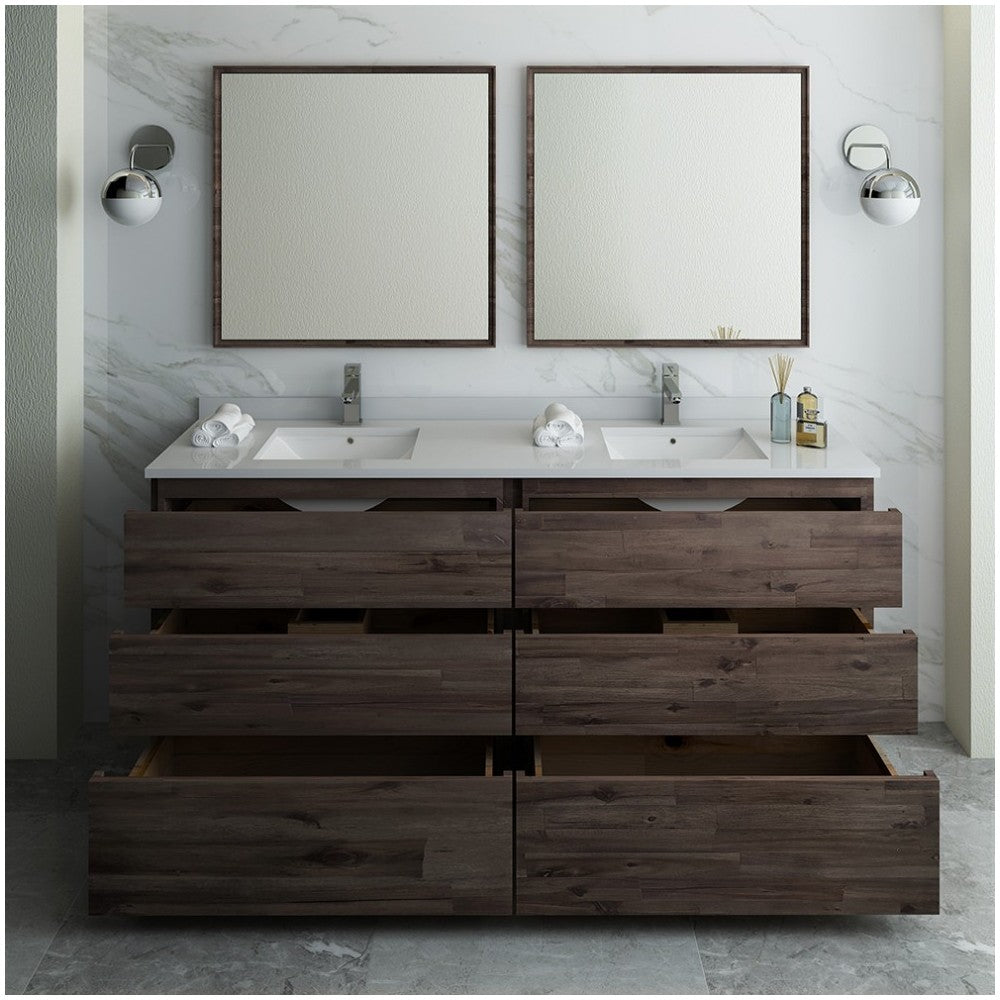 72 Floor Standing Double Sink Bathroom Vanity w/ Mirrors, FVN31-3636ACA-FC