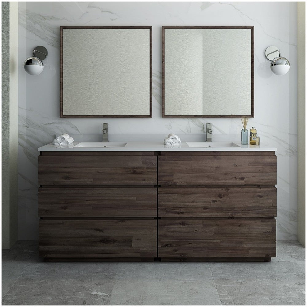 72 Floor Standing Double Sink Bathroom Vanity w/ Mirrors, FVN31-3636ACA-FC