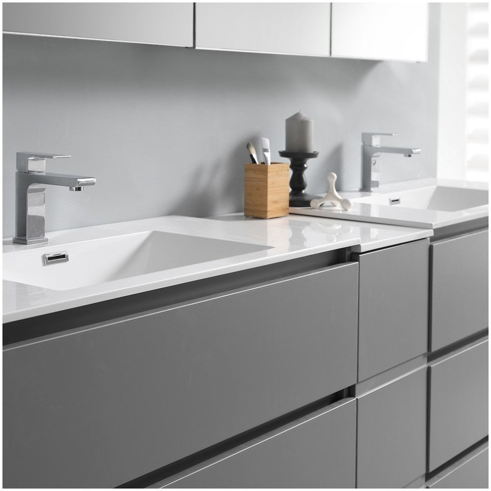 72 Gray Free Standing Dbl Sink Bathroom Vanity, Medicine Cabinet