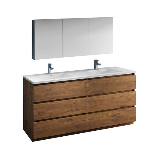 72 Rosewood Free Standing Dbl Sink Bathroom Vanity, Medicine Cabinet, FVN93