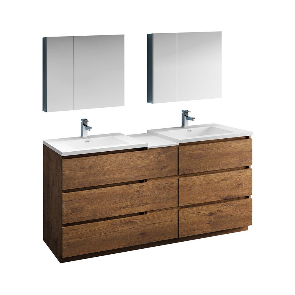 72 Rosewood Free Standing Dbl Sink Bathroom Vanity, Medicine Cabinet