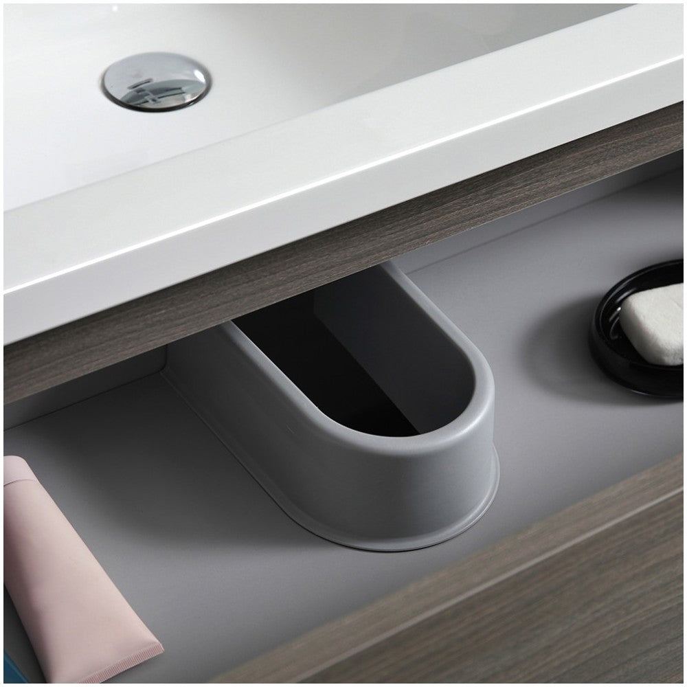84 Gray Wood Free Standing Double Sink Bathroom Cabinet w/ Integrated Sinks