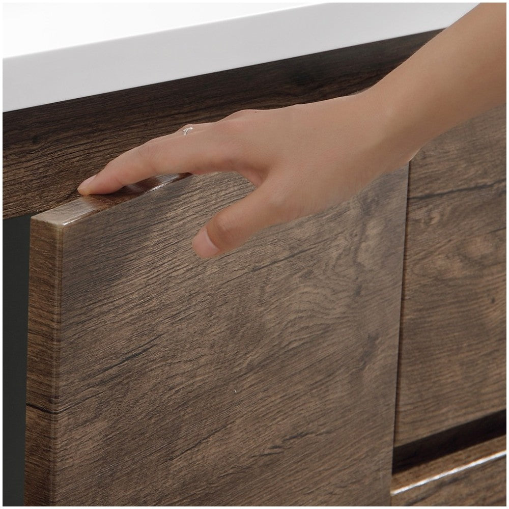 84 Rosewood Free Standing Double Sink Bathroom Cabinet w/ Integrated Sinks