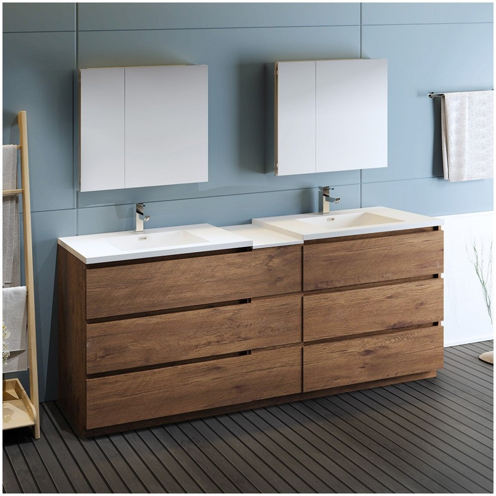 84 Rosewood Free Standing Double Sink Modern Bathroom Vanity w/ Medicine Cabinet