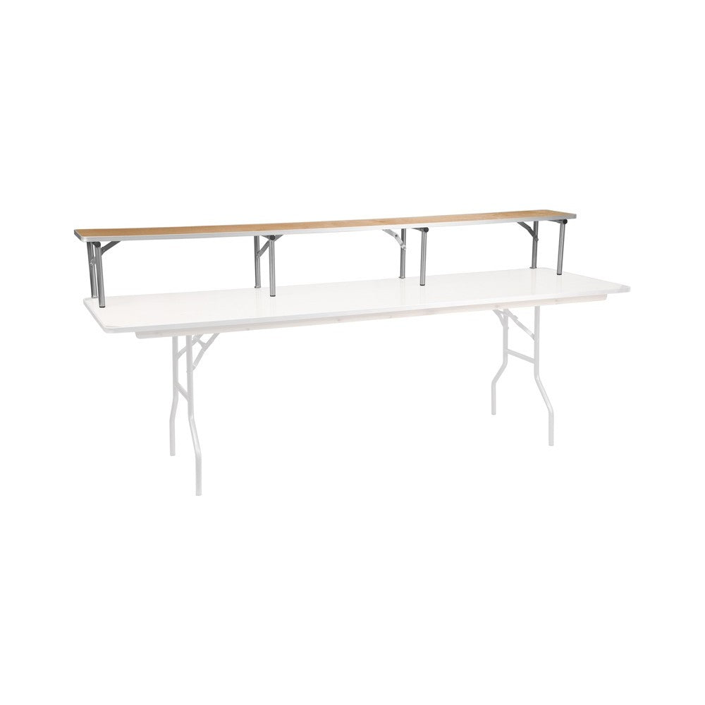 96'' x 12'' x 12'' Birchwood Bar Top Riser with Silver Legs