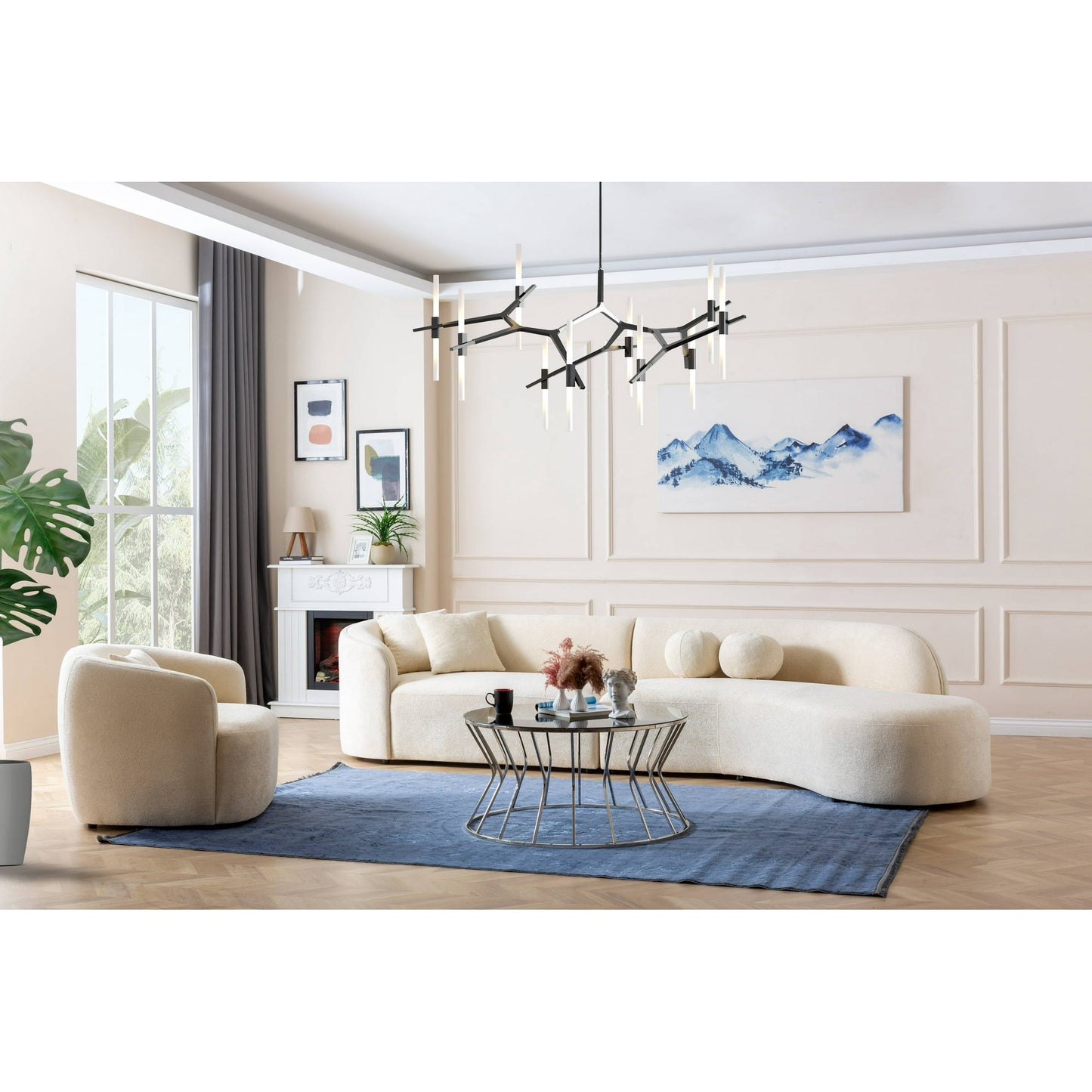 Bedlington Ivory Boucle Curved Sectional Sofa