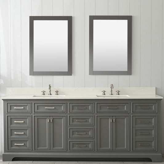 Design Element ML-84-GY Milano 84 Inch Bath Vanity in Gray with White Quartz Top