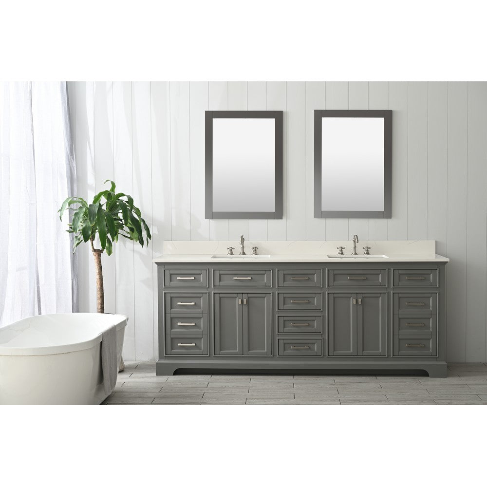 Design Element ML-84-GY Milano 84 Inch Bath Vanity in Gray with White Quartz Top