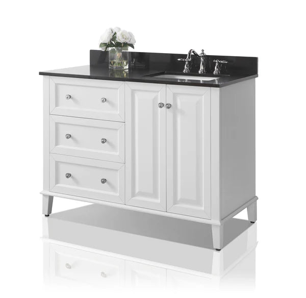 Hannah 48 in. Off Centered Right Bath Vanity Set in White