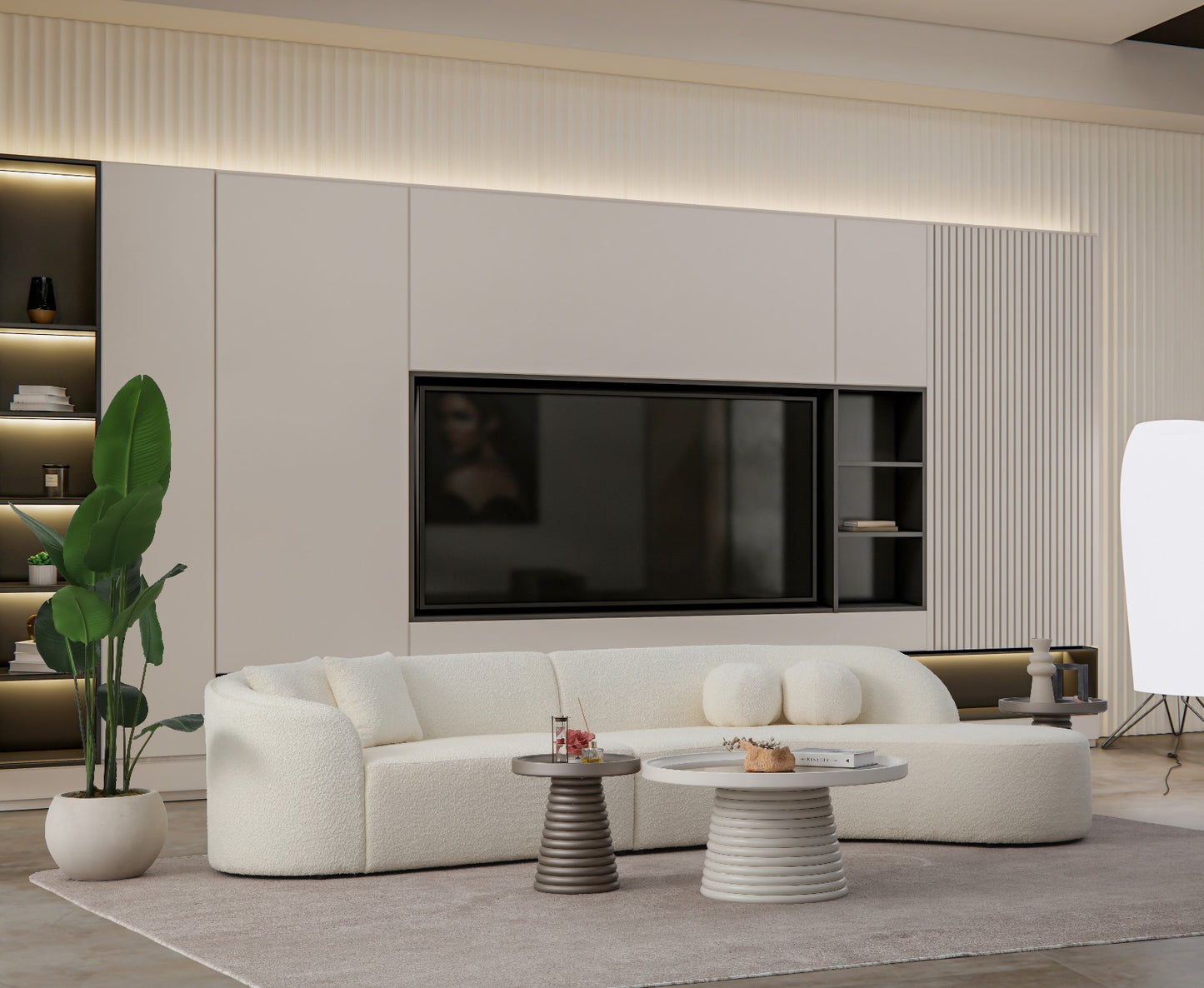 Bedlington Ivory Boucle Curved Sectional Sofa