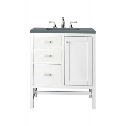 Addison 30" Single Vanity Cabinet, Glossy White, w/ 3 CM Cala Blue Top