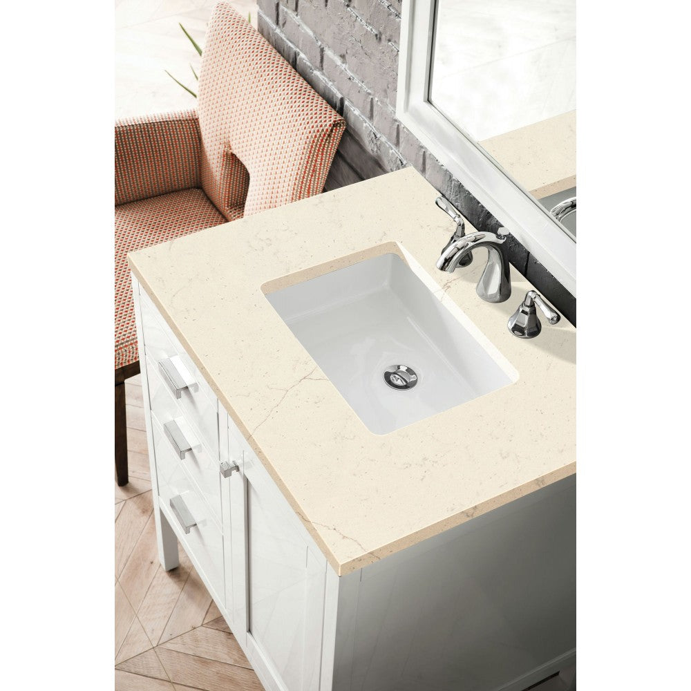 Addison 30" Single Vanity Cabinet, Glossy White, w/ 3 CM Eternal Marfil Top