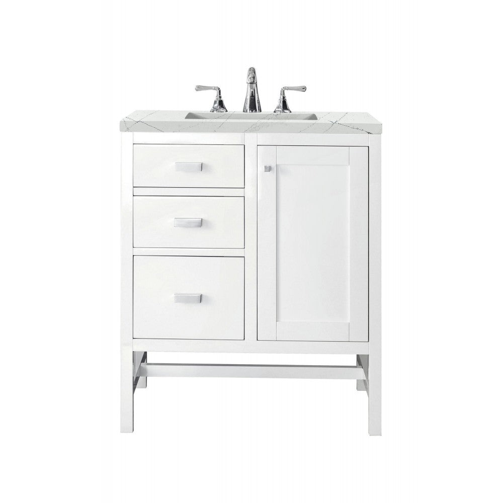 Addison 30" Single Vanity Cabinet, Glossy White, w/ 3 CM Ethereal Noctis Top