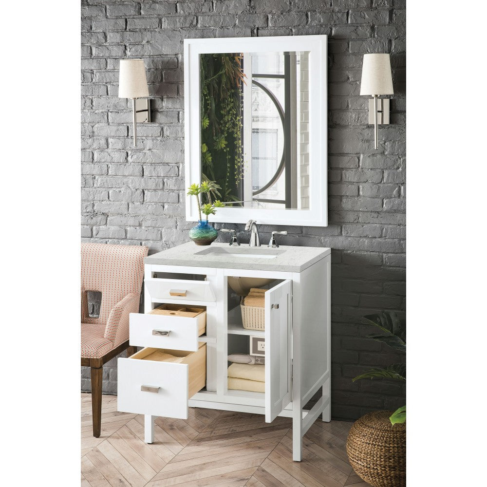Addison 30" Single Vanity Glossy White w/ 3 CM Eternal Jasmine Pearl Quartz Top