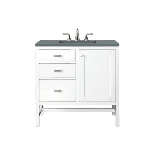 Addison 36" Single Vanity Cabinet, Glossy White, w/ 3 CM Cala Blue Top