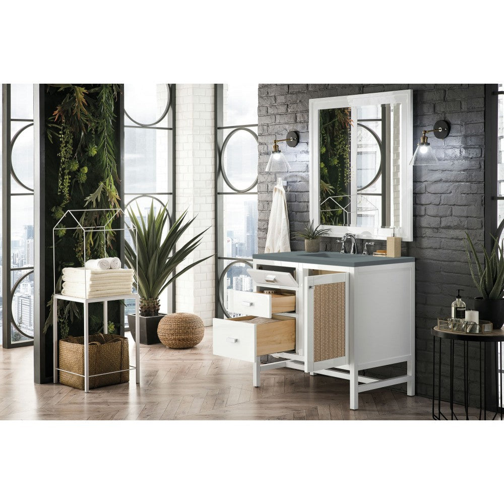 Addison 36" Single Vanity Cabinet, Glossy White, w/ 3 CM Cala Blue Top