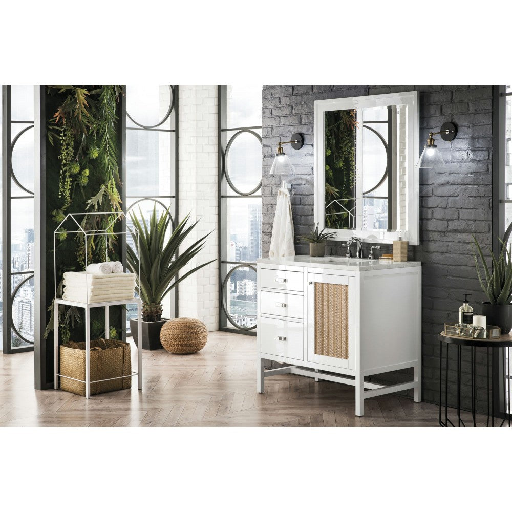 Addison 36" Single Vanity Glossy White w/ 3 CM Eternal Jasmine Pearl Quartz Top