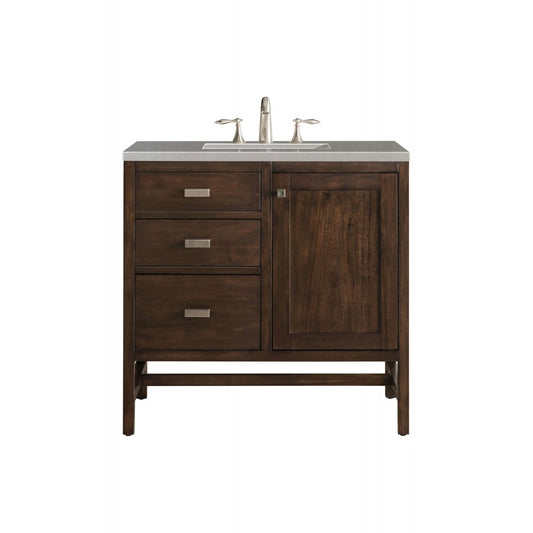 Addison 36" Single Vanity, Mid Century Acacia, w/ 3 CM Gray Expo Quartz Top