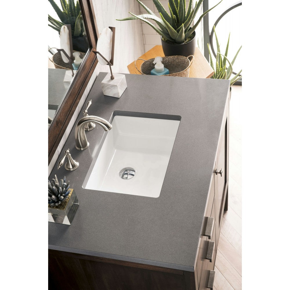 Addison 36" Single Vanity, Mid Century Acacia, w/ 3 CM Gray Expo Quartz Top